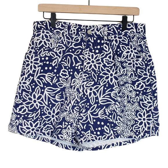 Bill Blass Floral High Waisted Mom Shorts Vintage 90s Size 12 - Picture 1 of 12